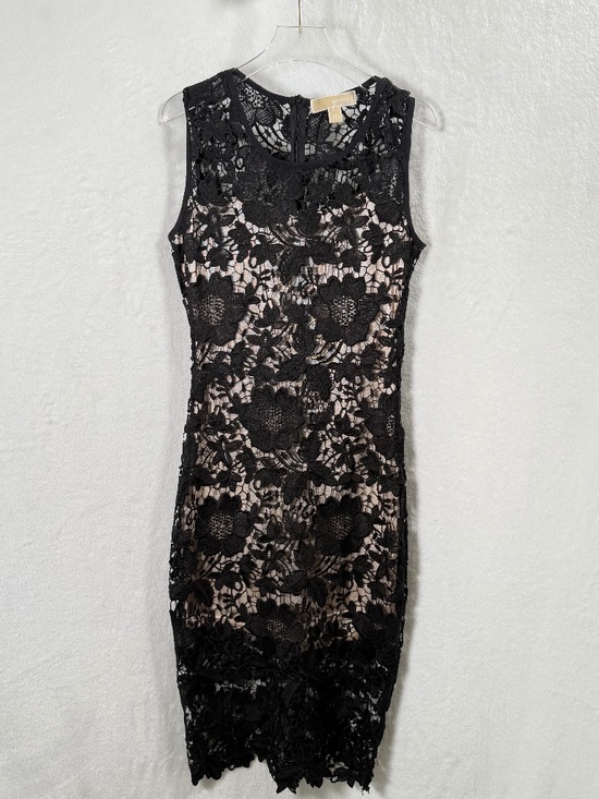 Michael Michael Kors Black Floral Lace Sheath Midi Dress – Size M - Picture 1 of 9